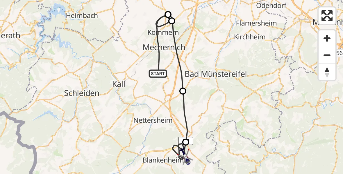 Flugroute Polizeihubschrauber Mechernich - Blankenheim, 23 April 2026, 08:16