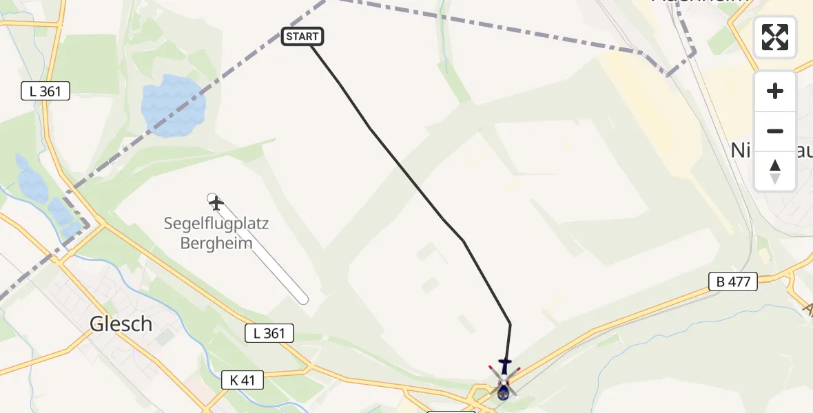 Flugroute Polizeihubschrauber Bergheim - Bergheim, 23 April 2026, 08:24