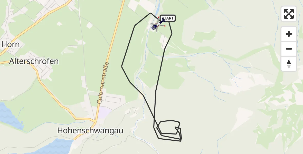 Flugroute Polizeihubschrauber Schwangau - Schwangau, 23 April 2026, 08:25