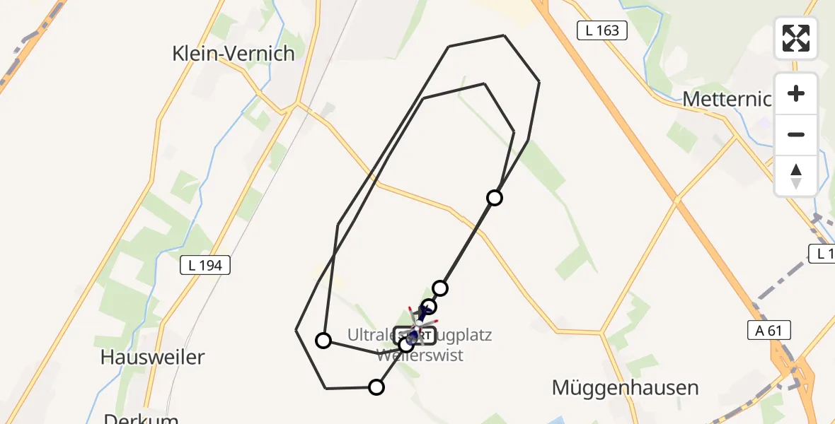 Flugroute Polizeihubschrauber Weilerswist UL - Weilerswist UL, 23 April 2026, 08:28