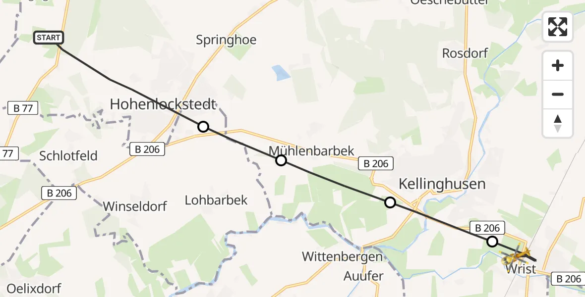 Flugroute Rettungshubschrauber Hohenlockstedt - Wrist, 23 April 2026, 08:32