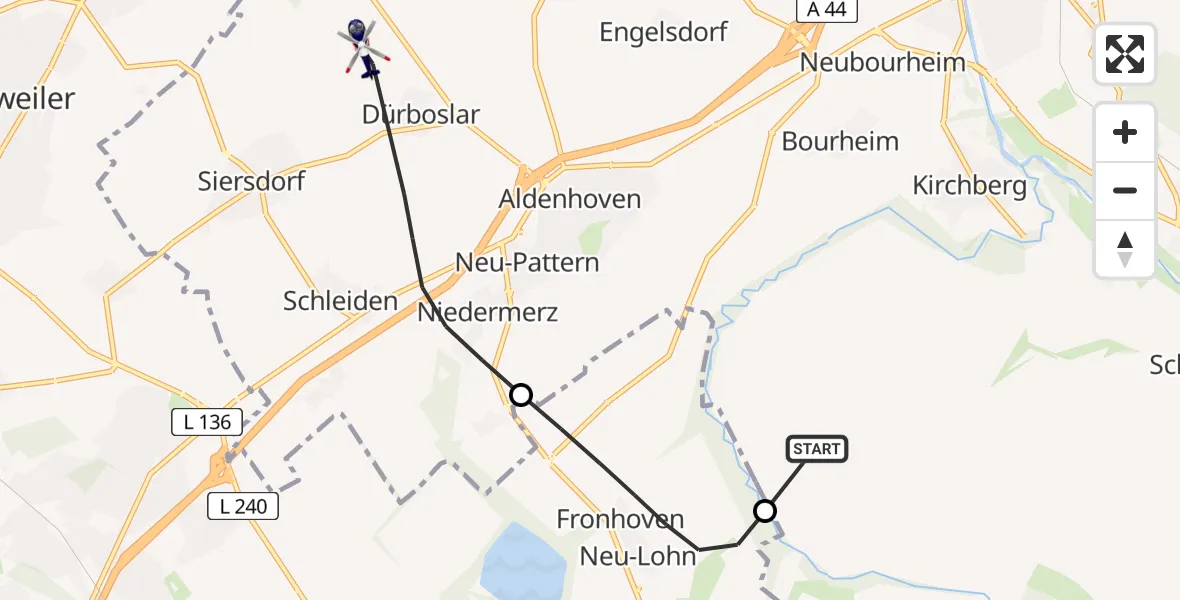 Flugroute Polizeihubschrauber Inden - Aldenhoven, 23 April 2026, 08:43