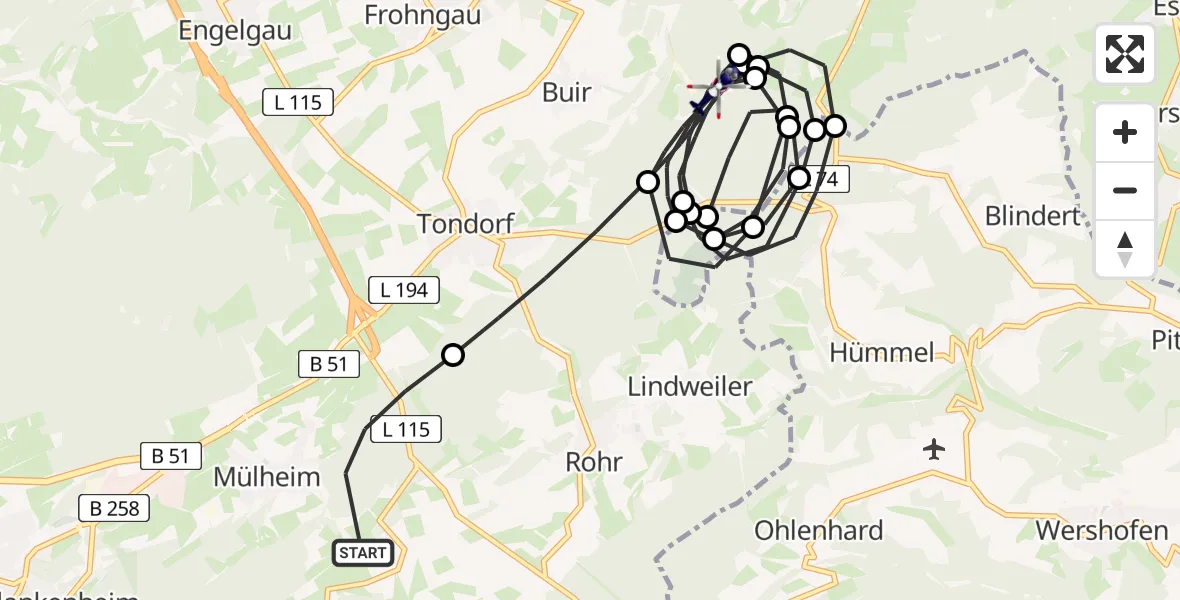 Flugroute Polizeihubschrauber Blankenheim - Nettersheim, 23 April 2026, 08:45