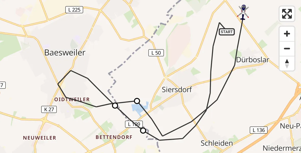 Flugroute Polizeihubschrauber Aldenhoven - Aldenhoven, 23 April 2026, 08:48