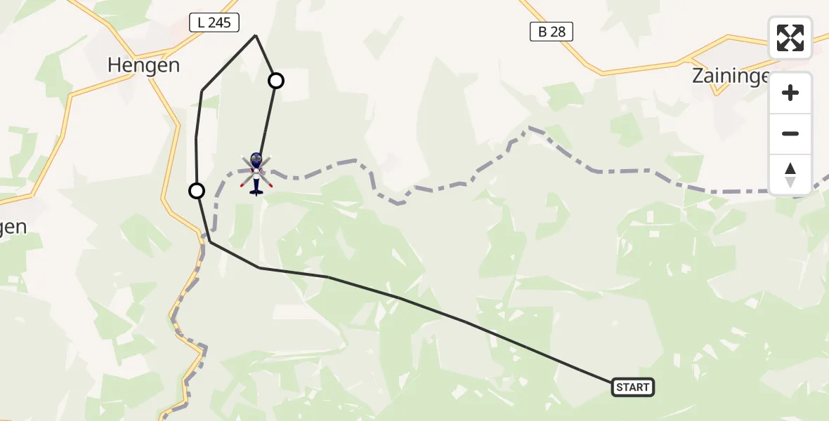 Flugroute Polizeihubschrauber Gutsbezirk Münsingen - Bad Urach, 23 April 2026, 08:51