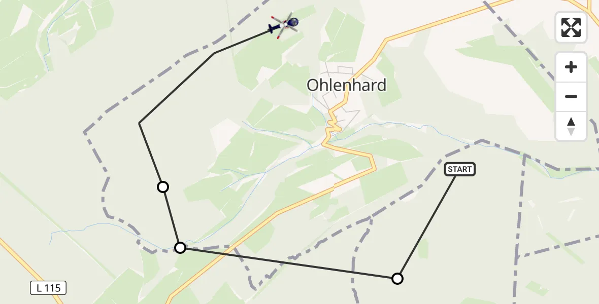 Flugroute Polizeihubschrauber Ohlenhard - Ohlenhard, 23 April 2026, 08:56