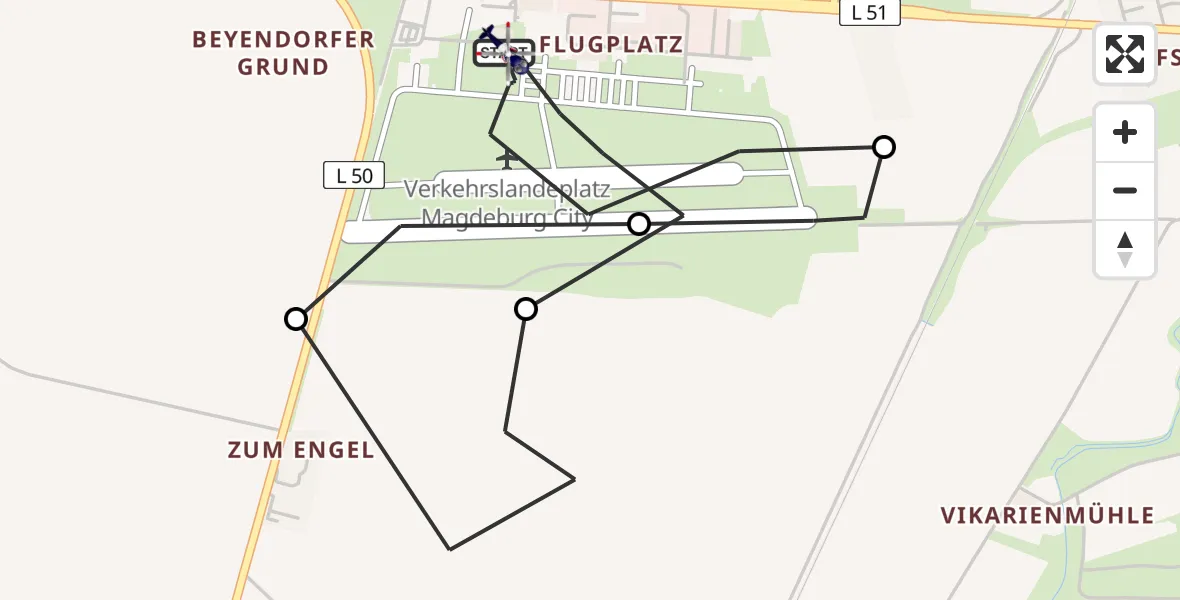 Flugroute Polizeihubschrauber Magdeburg City Flugplatz - Magdeburg City Flugplatz, 23 April 2026, 08:59