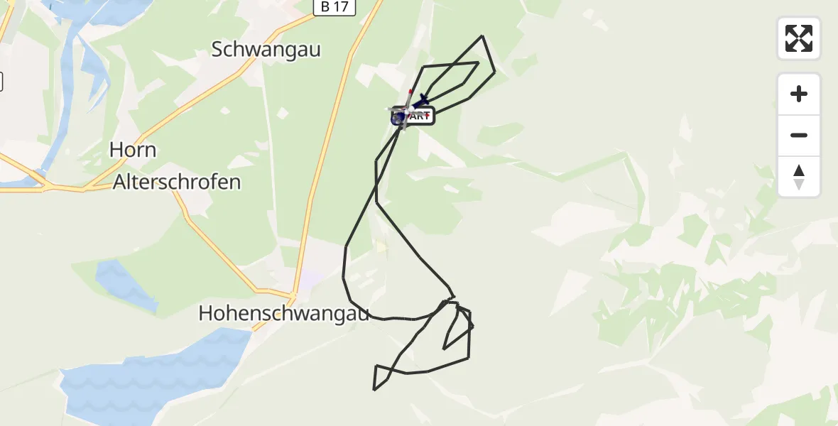 Flugroute Polizeihubschrauber Schwangau - Schwangau, 23 April 2026, 08:59