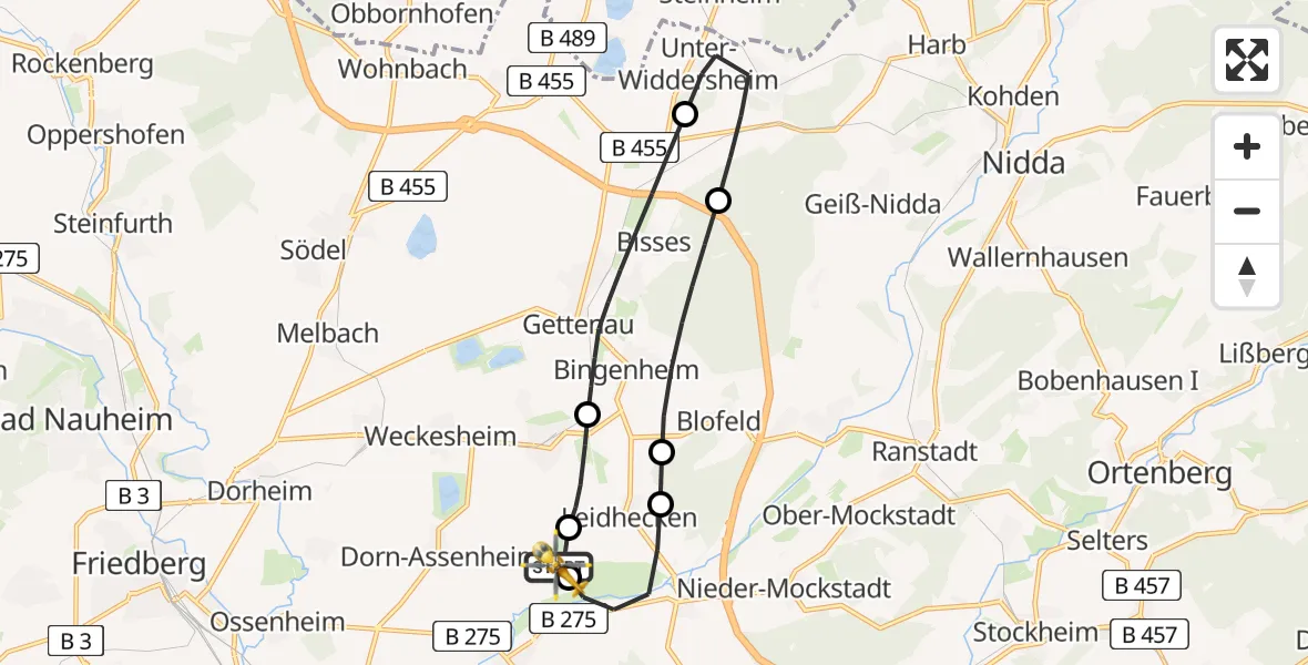 Flugroute Rettungshubschrauber Flugplatz Reichelsheim - Flugplatz Reichelsheim, 23 April 2026, 09:02