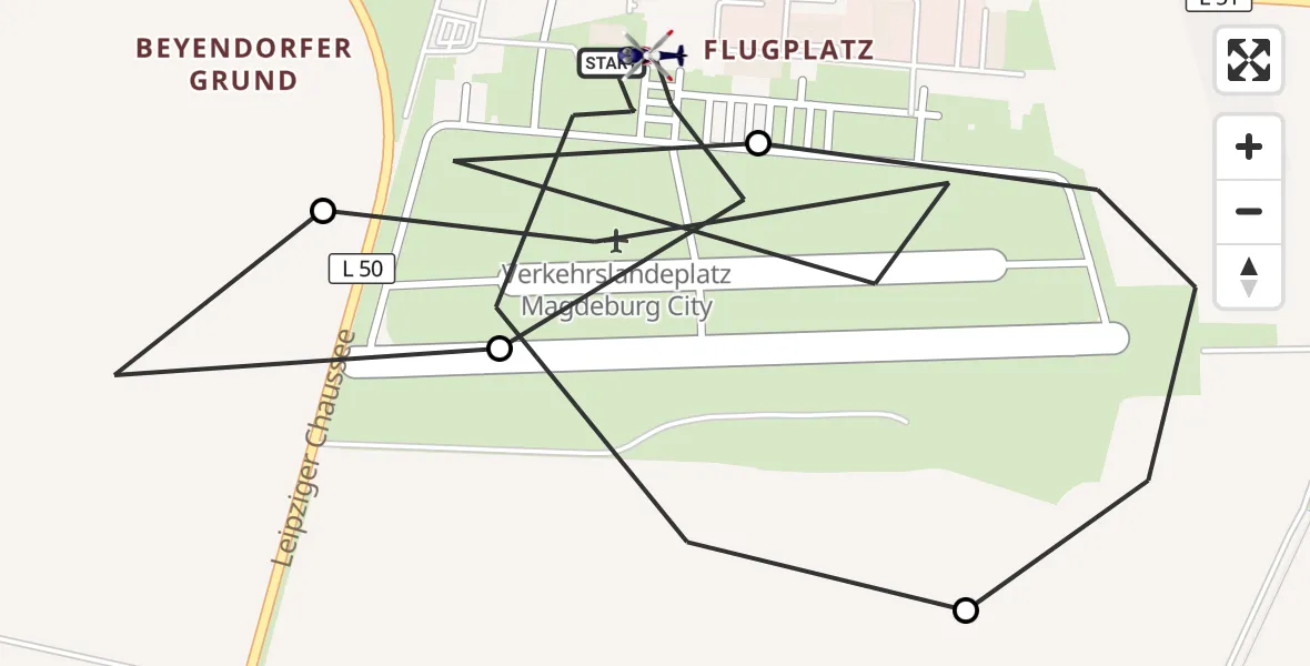 Flugroute Polizeihubschrauber Magdeburg City Flugplatz - Magdeburg City Flugplatz, 23 April 2026, 09:09