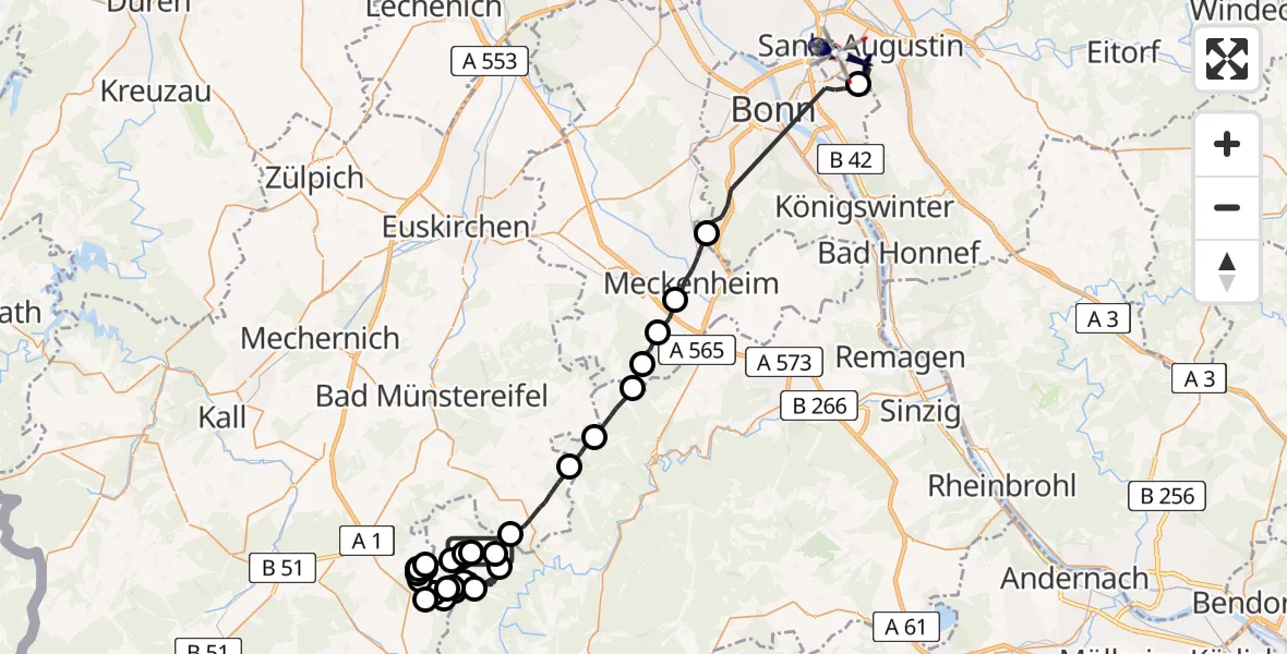 Flugroute Polizeihubschrauber Hümmel - Bonn-Hangelar Flugplatz, 23 April 2026, 09:11
