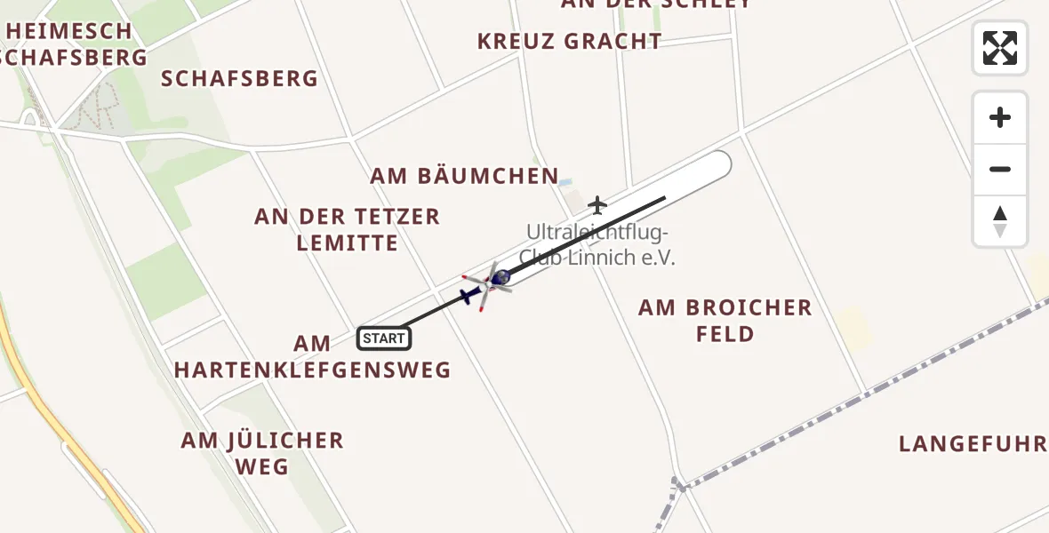 Flugroute Polizeihubschrauber Linnich-Boslar Ultraleichtflugplatz - Linnich-Boslar Ultraleichtflugplatz, 23 April 2026, 09:21