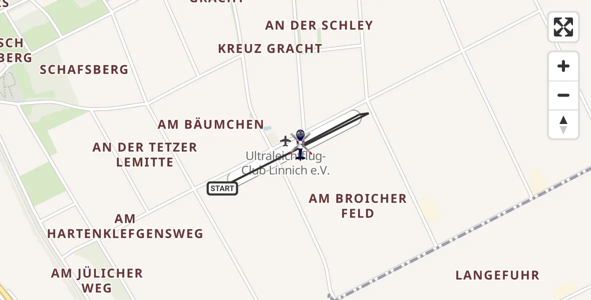 Flugroute Polizeihubschrauber Linnich-Boslar Ultraleichtflugplatz - Linnich-Boslar Ultraleichtflugplatz, 23 April 2026, 09:23