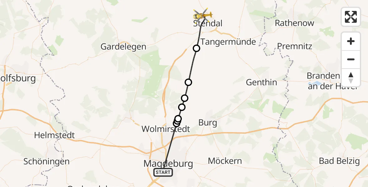 Flugroute Rettungshubschrauber Magdeburg - Stendal, 23 April 2026, 09:33