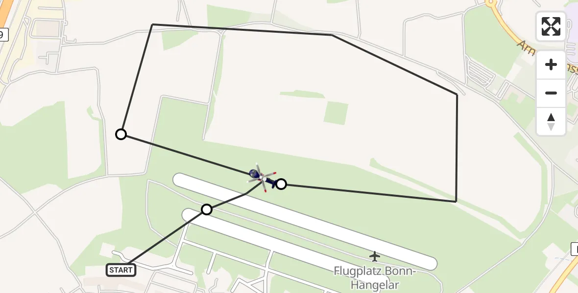 Flugroute Polizeihubschrauber Sankt Augustin - Bonn-Hangelar Flugplatz, 23 April 2026, 09:35