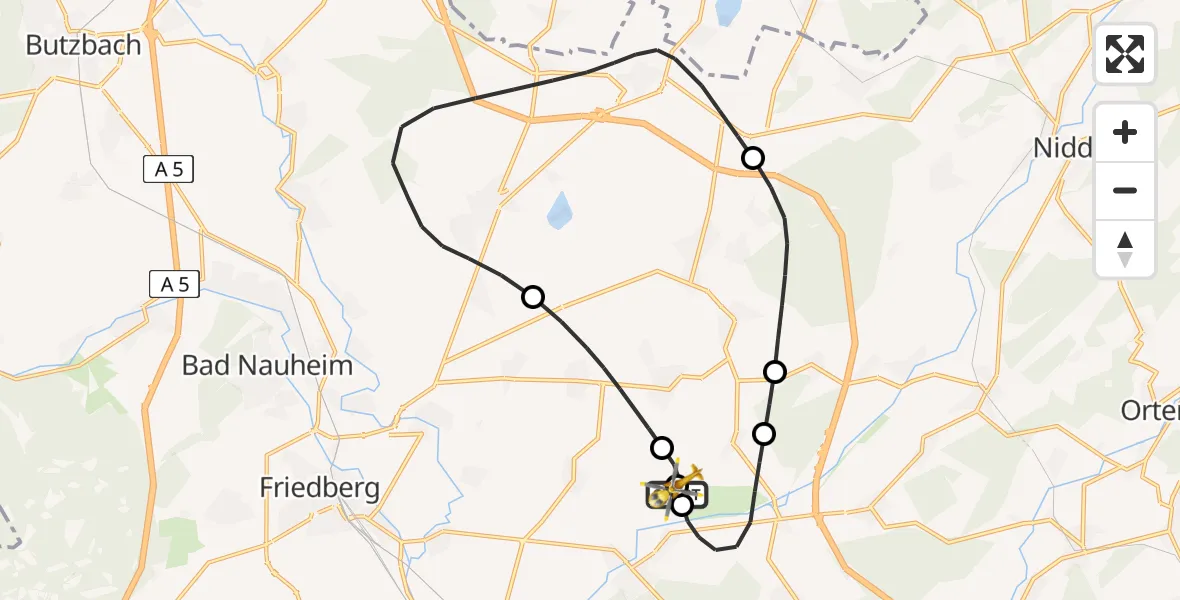 Flugroute Rettungshubschrauber Flugplatz Reichelsheim - Flugplatz Reichelsheim, 23 April 2026, 09:52