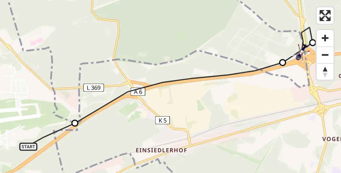 Flugroute Polizeihubschrauber Ramstein-Miesenbach - Kaiserslautern, 23 April 2026, 09:56