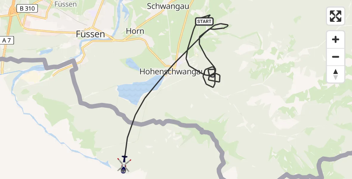 Flugroute Polizeihubschrauber Schwangau - Schwangau, 23 April 2026, 09:56