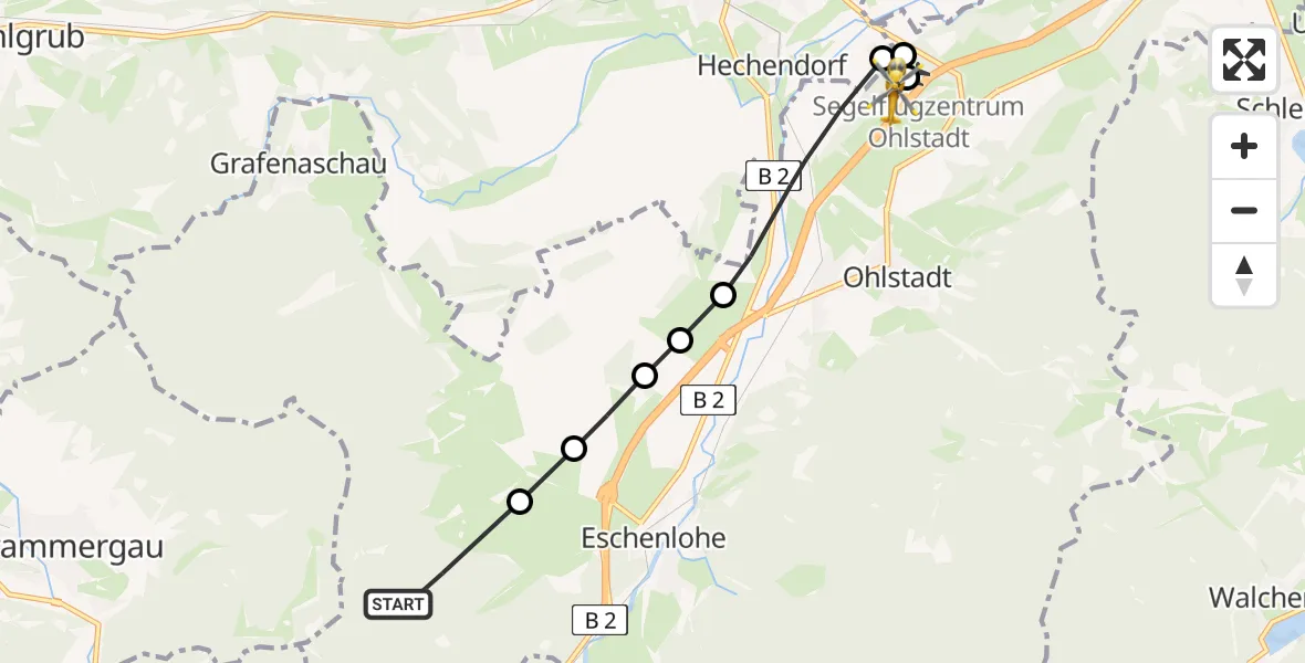 Flugroute Rettungshubschrauber Eschenlohe - Ohlstadt Flugplatz, 23 April 2026, 10:05
