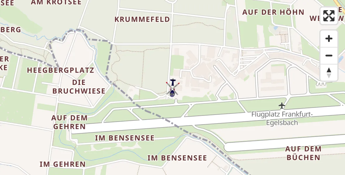 Flugroute Polizeihubschrauber Flughafen Frankfurt-Egelsbach - Flughafen Frankfurt-Egelsbach, 23 April 2026, 10:10