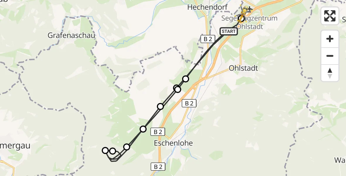 Flugroute Rettungshubschrauber Ohlstadt - Ohlstadt Flugplatz, 23 April 2026, 10:42