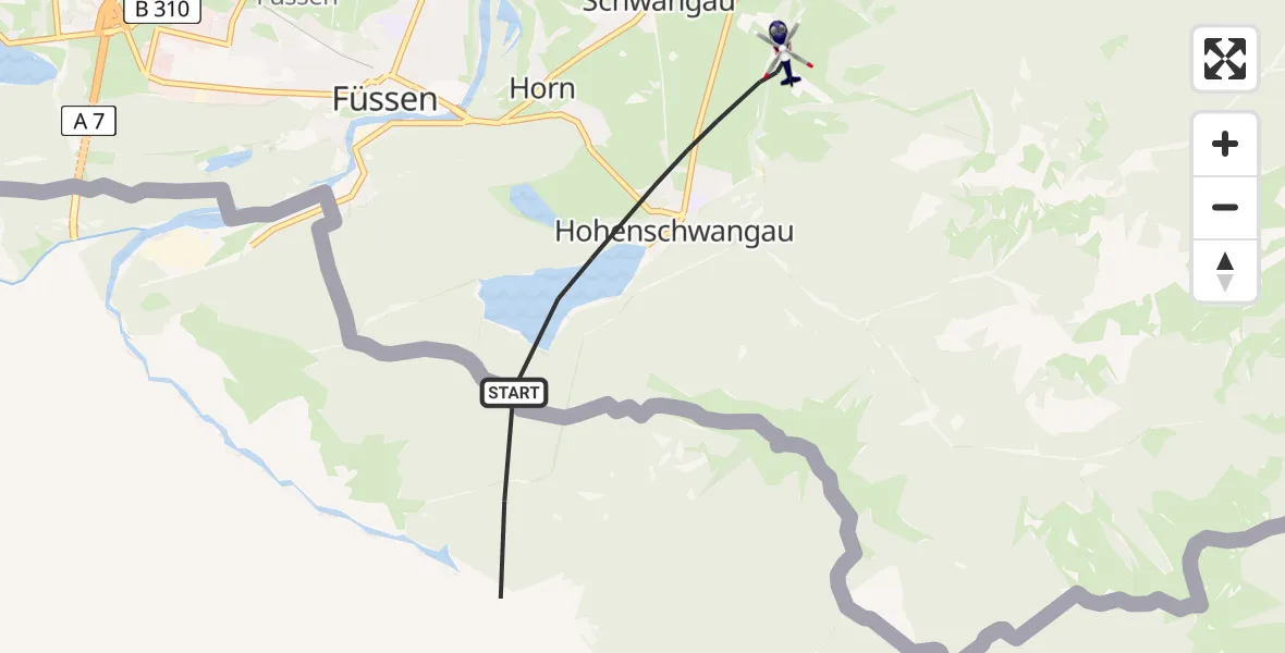 Flugroute Polizeihubschrauber Schwangau - Schwangau, 23 April 2026, 10:52