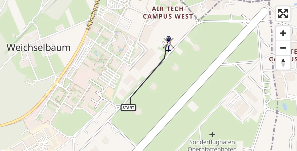 Flugroute Polizeihubschrauber Oberpfaffenhofen Flughafen - Oberpfaffenhofen Flughafen, 23 April 2026, 11:04