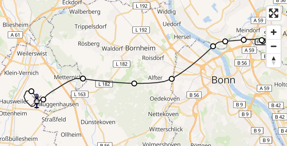 Flugroute Polizeihubschrauber Sankt Augustin - Weilerswist UL, 23 April 2026, 11:12