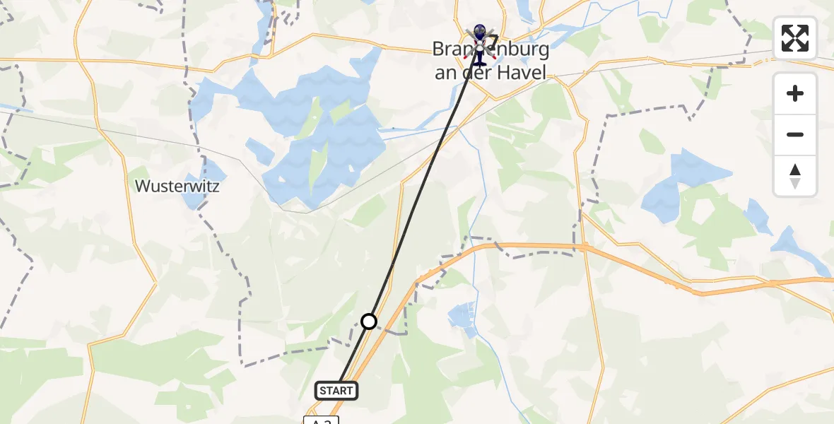 Flugroute Polizeihubschrauber Wenzlow - Brandenburg an der Havel, 23 April 2026, 11:29
