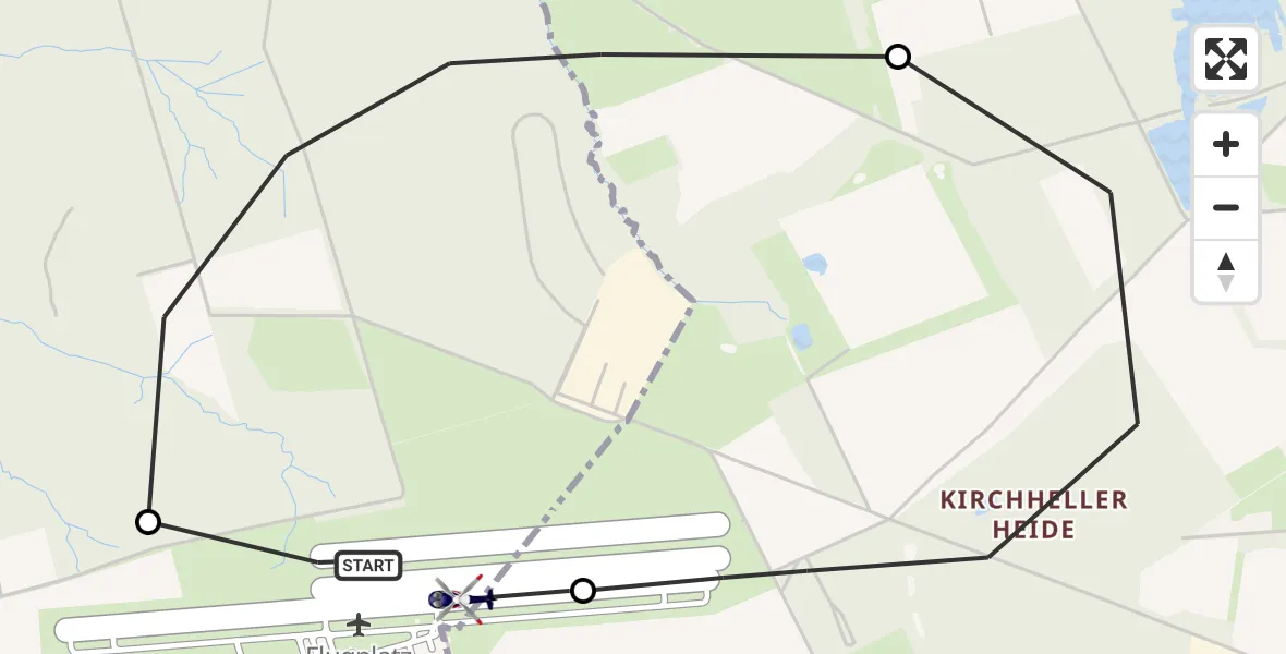 Flugroute Polizeihubschrauber Dinslaken-Schwarze Heide Flugplatz - Dinslaken-Schwarze Heide Flugplatz, 23 April 2026, 11:31