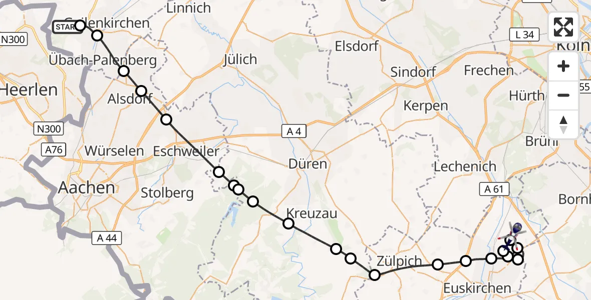 Flugroute Polizeihubschrauber Militärflugplatz Geilenkirchen - Weilerswist UL, 23 April 2026, 11:34