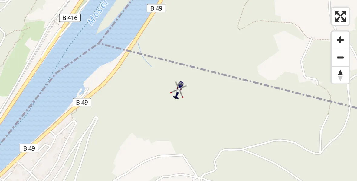 Flugroute Polizeihubschrauber Oberfell - Oberfell, 23 April 2026, 11:37