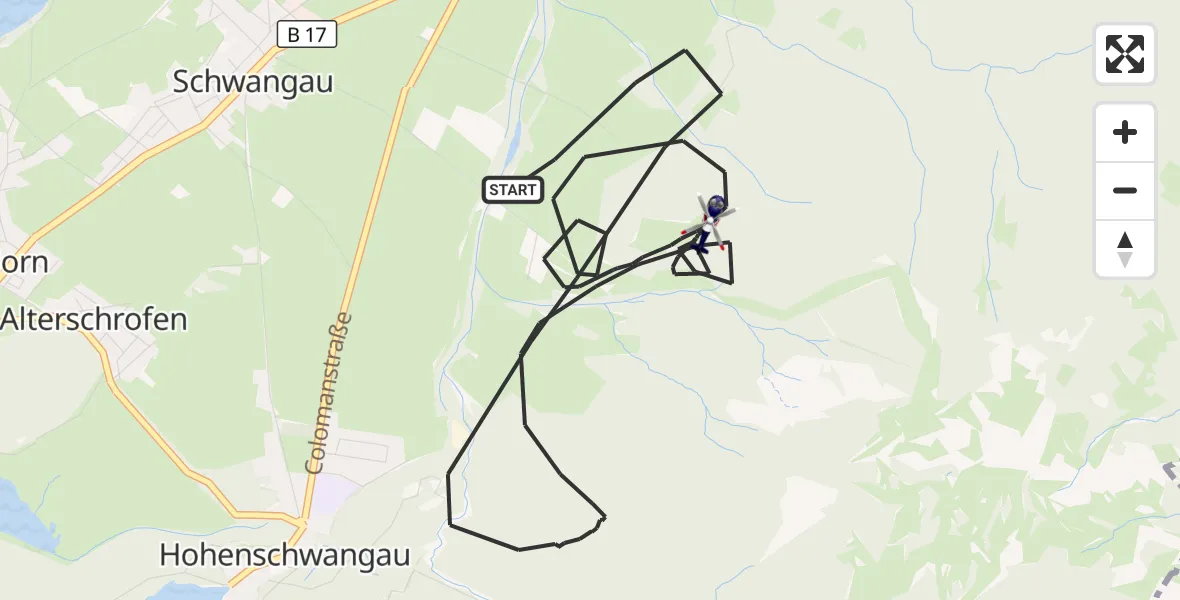 Flugroute Polizeihubschrauber Schwangau - Schwangau, 23 April 2026, 11:37