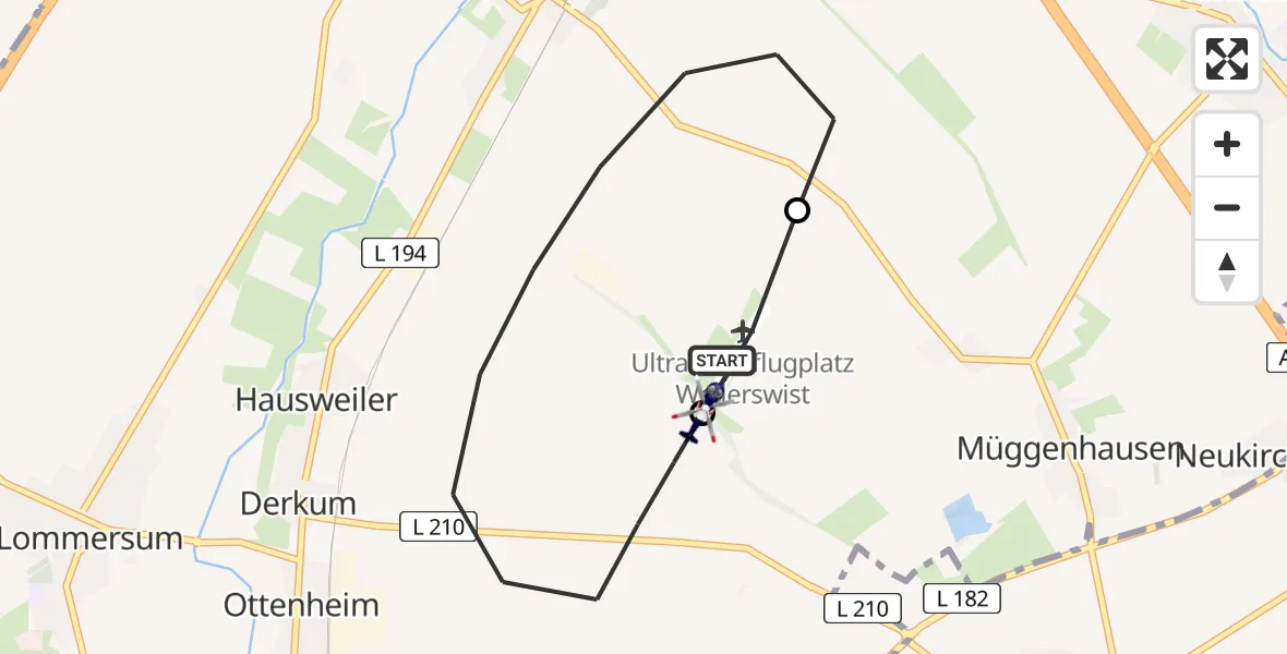Flugroute Polizeihubschrauber Weilerswist UL - Weilerswist UL, 23 April 2026, 11:40