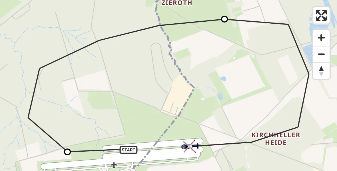 Flugroute Polizeihubschrauber Dinslaken-Schwarze Heide Flugplatz - Bottrop, 23 April 2026, 11:47