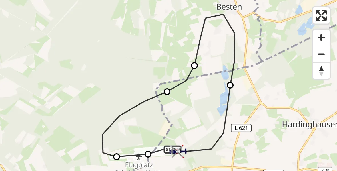 Flugroute Polizeihubschrauber Bottrop - Bottrop, 23 April 2026, 11:49