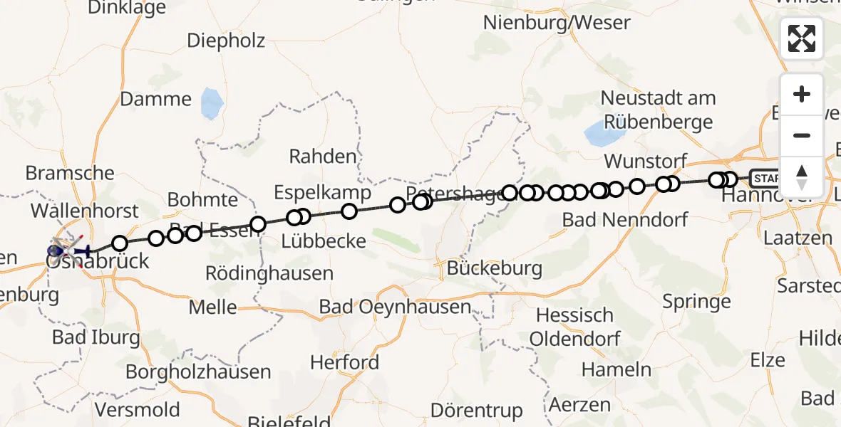 Flugroute Polizeihubschrauber Hannover - Osnabrück, 23 April 2026, 11:55