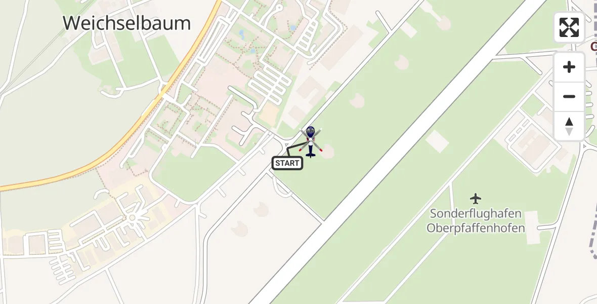 Flugroute Polizeihubschrauber Oberpfaffenhofen Flughafen - Oberpfaffenhofen Flughafen, 23 April 2026, 12:06