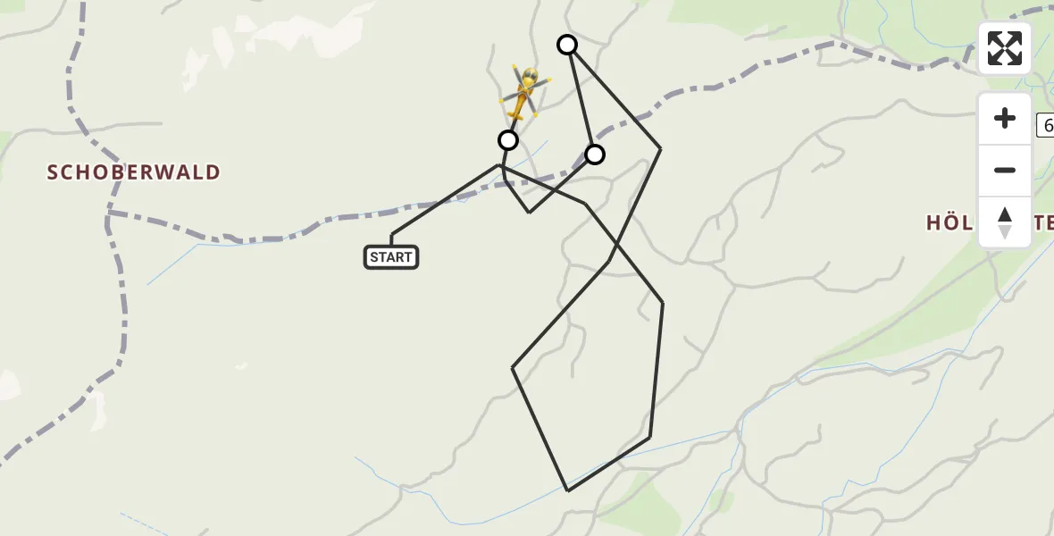 Flugroute Rettungshubschrauber Eschenlohe - Schwaigen, 23 April 2026, 12:09