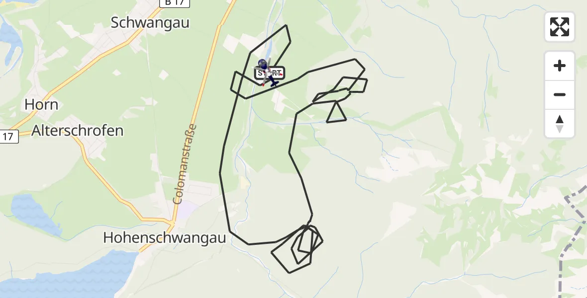Flugroute Polizeihubschrauber Schwangau - Schwangau, 23 April 2026, 12:14