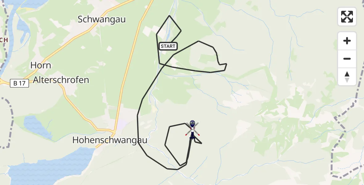 Flugroute Polizeihubschrauber Schwangau - Schwangau, 23 April 2026, 12:44