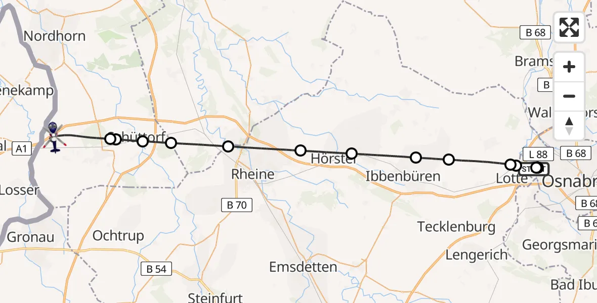 Flugroute Polizeihubschrauber Osnabrück - Bad Bentheim, 23 April 2026, 12:52