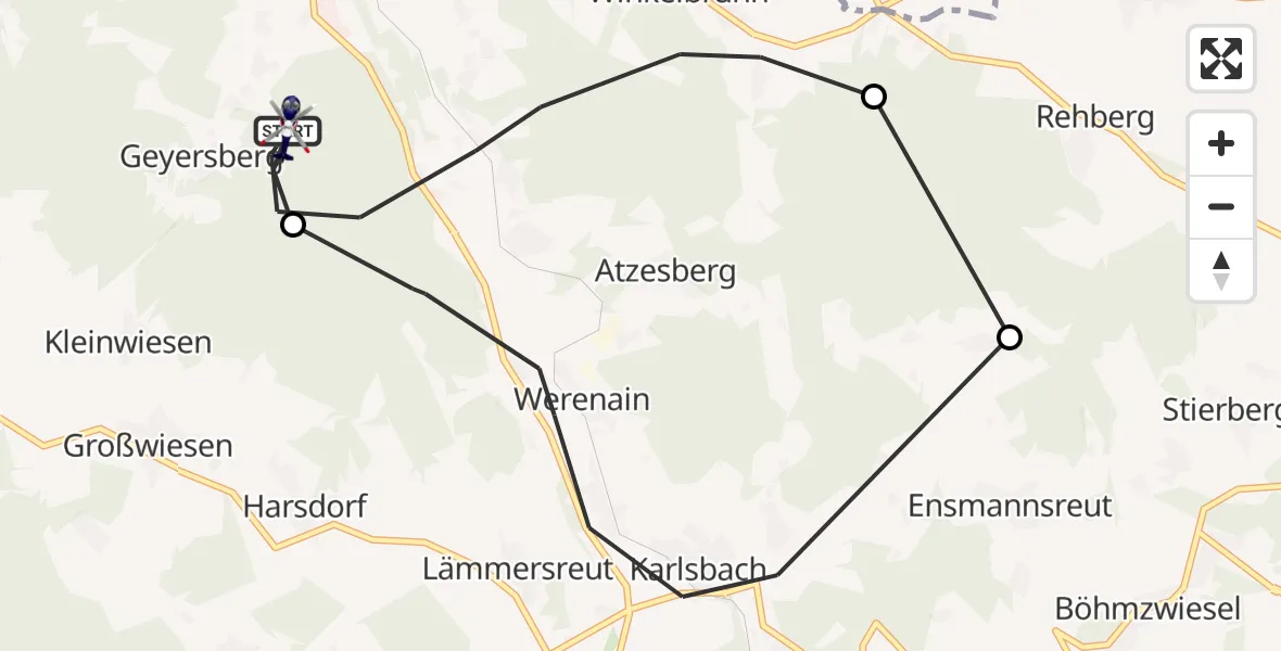 Flugroute Polizeihubschrauber Freyung - Freyung, 23 April 2026, 13:43