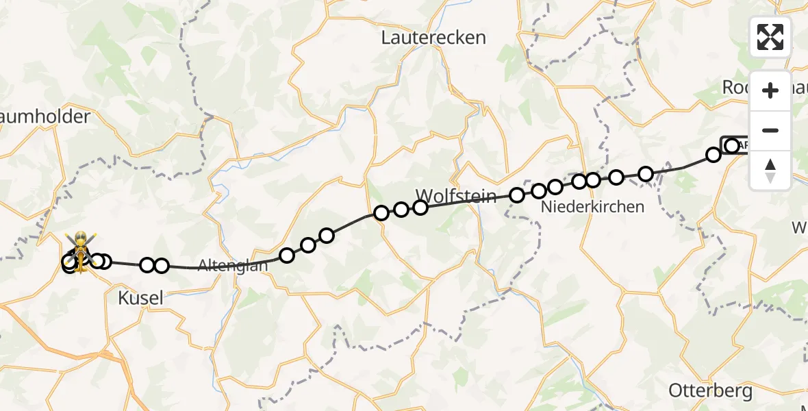 Flugroute Rettungshubschrauber Imsweiler UL - Körborn, 23 April 2026, 14:06