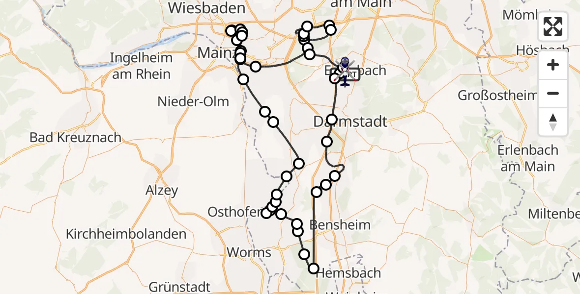 Flugroute Polizeihubschrauber Flughafen Frankfurt-Egelsbach - Flughafen Frankfurt-Egelsbach, 23 April 2026, 14:17