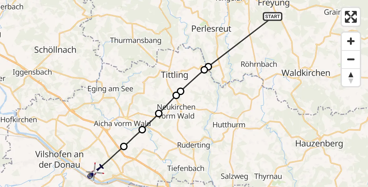 Flugroute Polizeihubschrauber Freyung - Windorf, 23 April 2026, 14:43