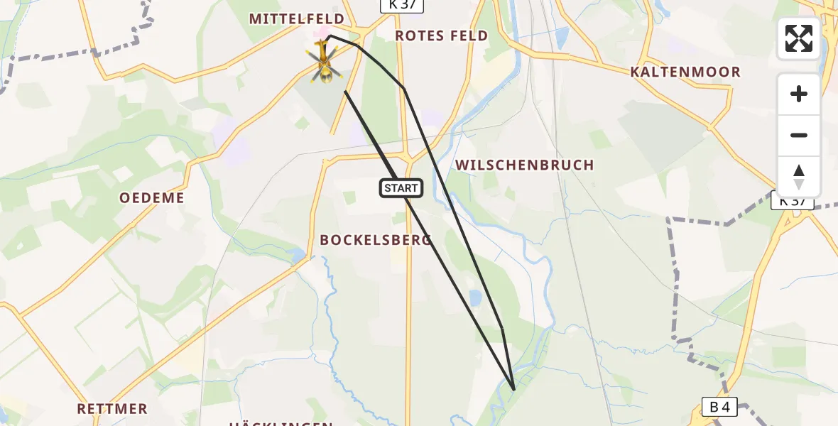 Flugroute Rettungshubschrauber Lüneburg - Lüneburg, 23 April 2026, 15:10
