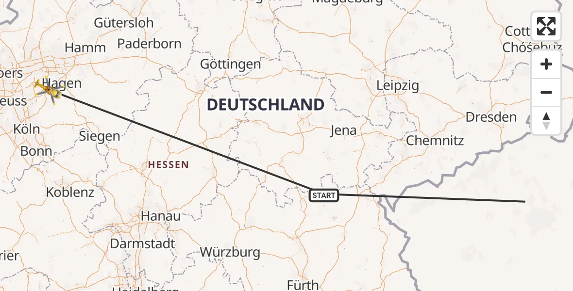 Flugroute Rettungshubschrauber Stockheim - Schwelm, 23 April 2026, 15:36