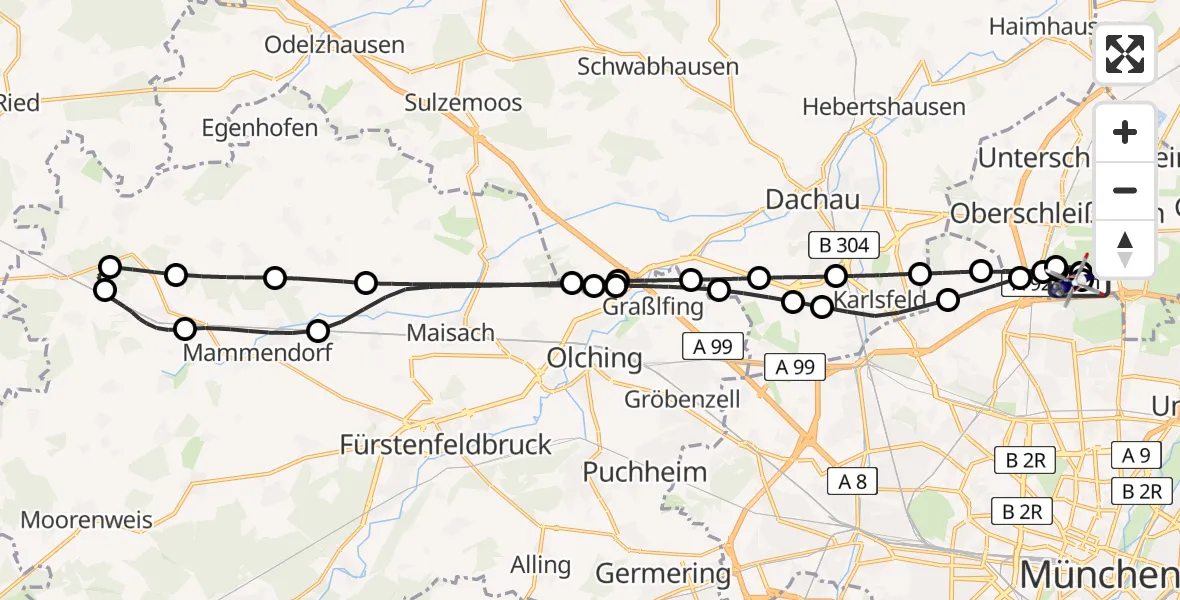 Flugroute Polizeihubschrauber Oberschleißheim - Oberschleißheim, 23 April 2026, 15:43