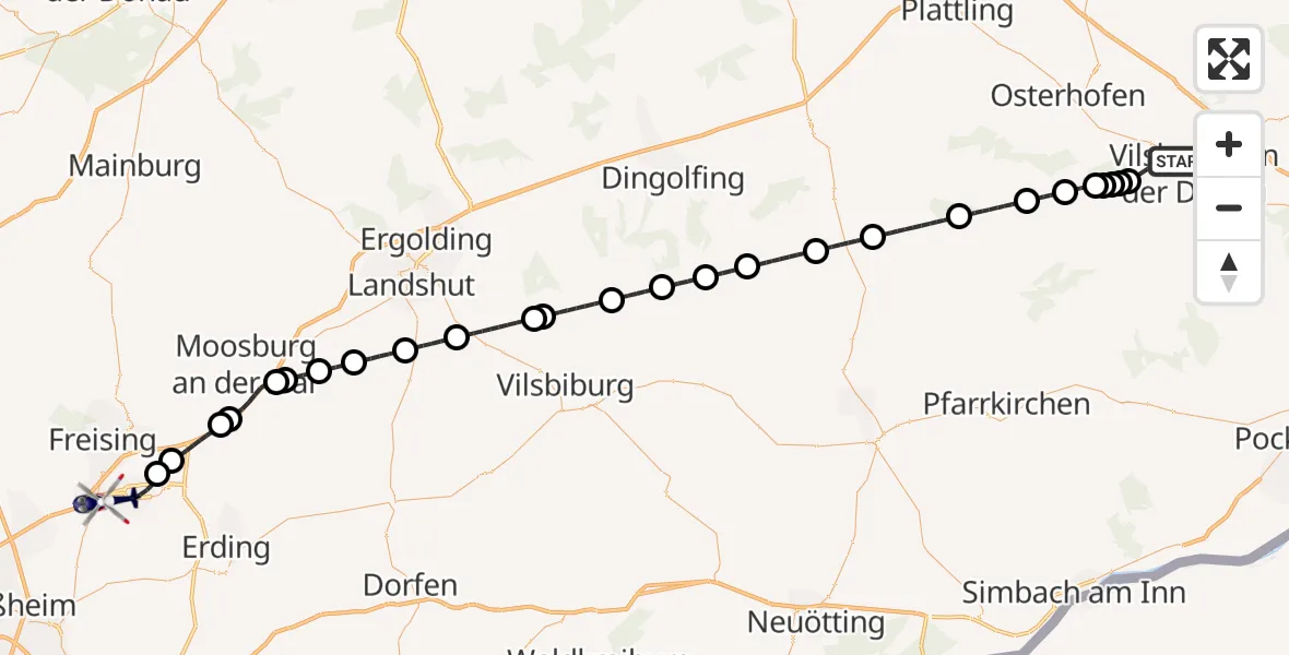 Flugroute Polizeihubschrauber Vilshofen an der Donau - München Flughafen, 23 April 2026, 15:43